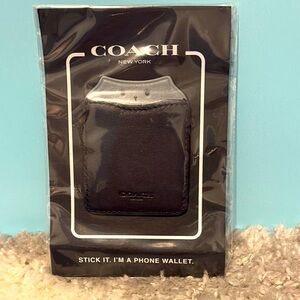 Coach Black Leather Stick-On Phone Wallet